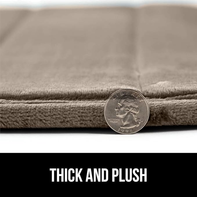 GORILLA GRIP Memory Foam Bath Mat, Soft Absorbent US Designed Bathroom Rug, Gripping Dots Machine Washable Bathmat, Cushioned Floor Mats, Shower Sink Rugs Room Décor Accessories, 24x17 Taupe