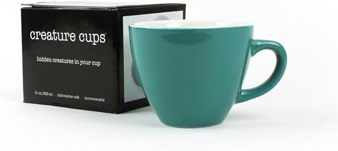 Creature Cups HEDGEHOG Ceramic Cup (11 Ounce, Aqua Green) - Hidden 3D Animal Inside Emerges As You Drink - Holiday and Birthday Drinkware Gift for Coffee & Tea Lovers