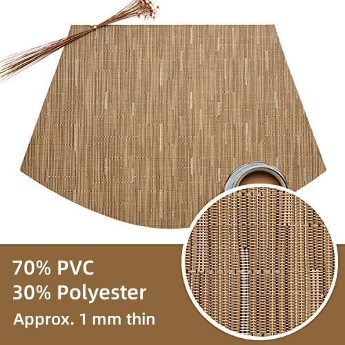 SHACOS Round Table Placemats Set of 4 Wedge Shape Woven Vinyl Place Mats Heat Resistant Wipe Clean Round Table Mats Home Table Decor (4, Tan)