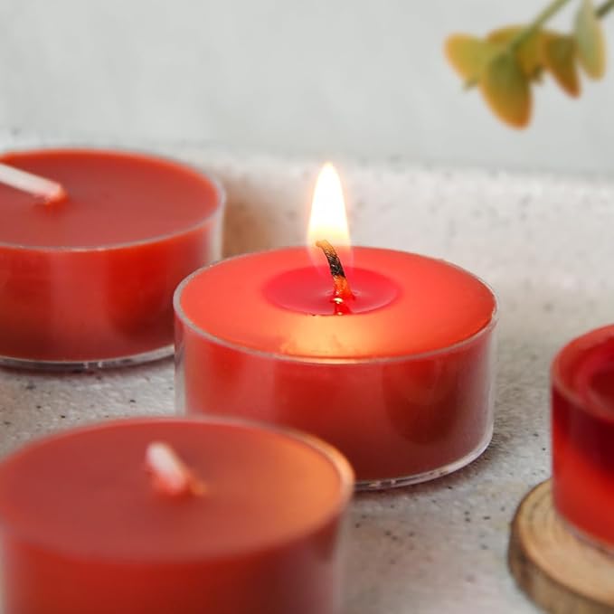 DEYBBY Scented Tealight Candles, Long Lasting Soywax Tea Candle Used for All of Holders|Clear Cup|12 Counts|Up to 4 Hour Burn Time|Apple