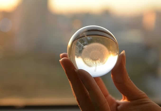 Crystal Ball Glass Globe Decor - Crystal Sphere with Stand & Gift Box, Clear Decorative Crystal Globe, 3D Crystal Ball for Home Decor Photography, Gazing Divination Fengshui Meditation, 2.3 inch/60mm