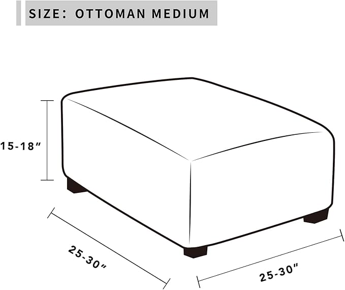Easy-Going Stretch Square Ottoman Cover Folding Storage Stool Furniture Protector Soft Slipcover with Elastic Bottom (30x30x15inch, Brown)