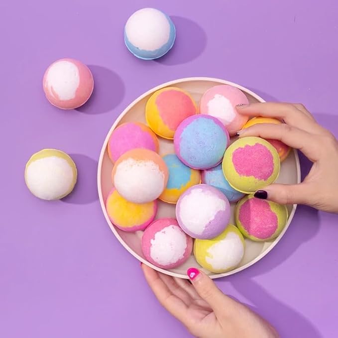 Bath Bombs for Women, 24pcs Handmade Natural Bath Bomb Gift Set Relaxing with Plant Aromatherapy and Essential Oils, Spa Vegan,Organic Gift Idea for Her,Girlfriend,Wife,Mother,Birthday,Oil Bubble Bath