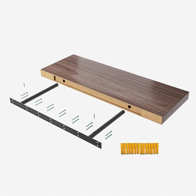 Floating Shelf, Set of 1 Wall Shelf, 36 in W x 12.75 in D x 2 in H Wooden Floating Wall Shelf with Invisible Brackets for Living Room/Bedroom/Bathroom/Kitchen Storage and Decor, Walnut