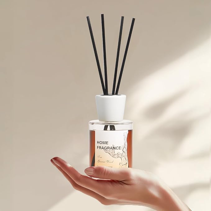 Reed Diffuser - Sea&Guaiac Wood 4.06oz (120ml) 1 Pack Essential Oil Reed Diffuser Set with 8 Sticks, Long Lasting Fragrance for Home, Bathroom, Bedroom, Room, Decor
