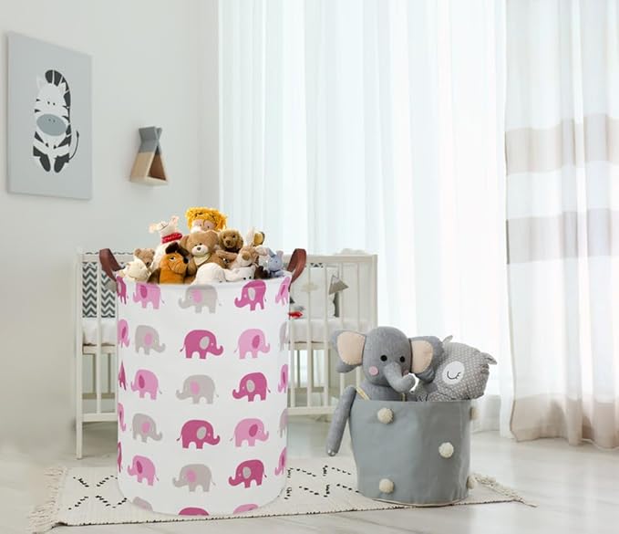 Elephant Laundry Hamper,Kids Laundry Basket Collapsible Boys Storage Baskets for Home,Office,Toy Organizer,Home Decor(elephants)