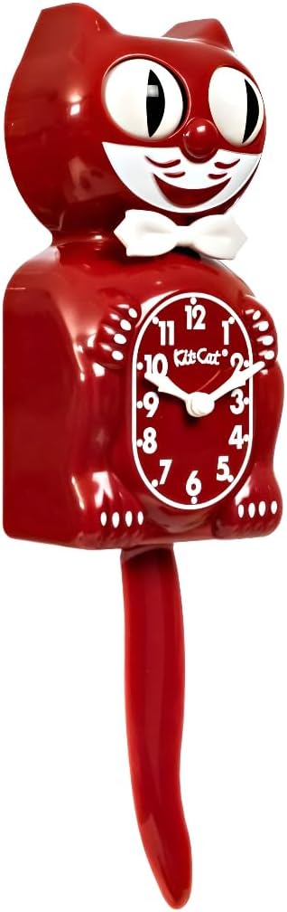 Kit-Cat Klock® Limited Edition Space Cherry Red kit - Iconic Retro Kit Cat Clock with Moving Eyes and Tail, Battery Operated Wall Clock, Made in USA, Perfect for Home Decor, Mid Century Modern Clock