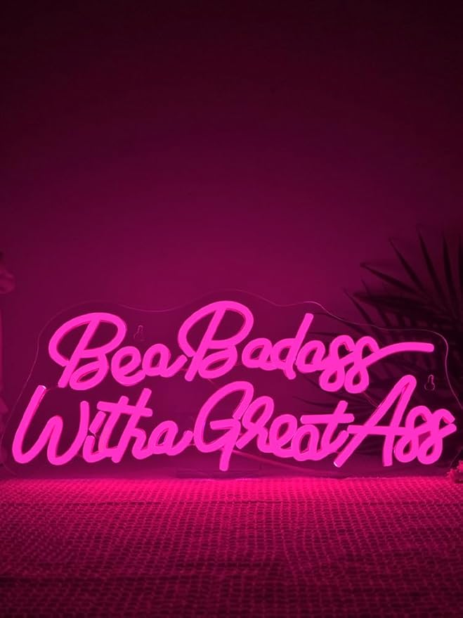 Lucunstar Be a Badass with a Goodass Neon Sign,Pink Powered Led Light,USB Connectivity Led Neon Light with Dimming Switch for Home Wall Decor,Girls Room Decor,Party Room Decor
