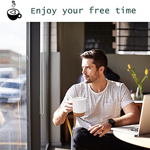 Coffee Mug Set of 2, 15 OZ Large Coffee Mugs with Handle for Tea, Ceramic Mug with Cork Bottom and Lid, Coffee Cups for Women and Men (White)