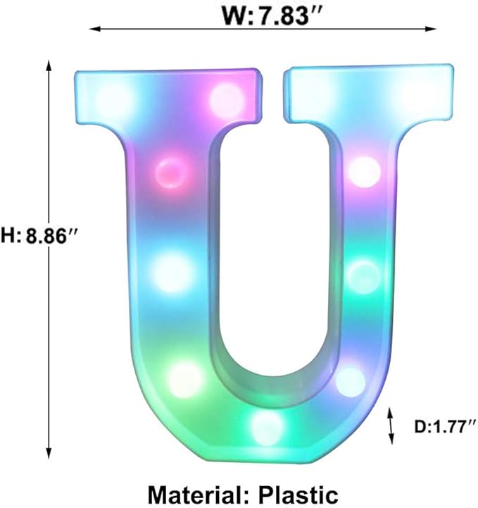 Pooqla Colorful LED Marquee Letter Lights with Remote – Light Up Marquee Signs – Party Bar Letters with Lights Decorations for The Home - Multicolor U