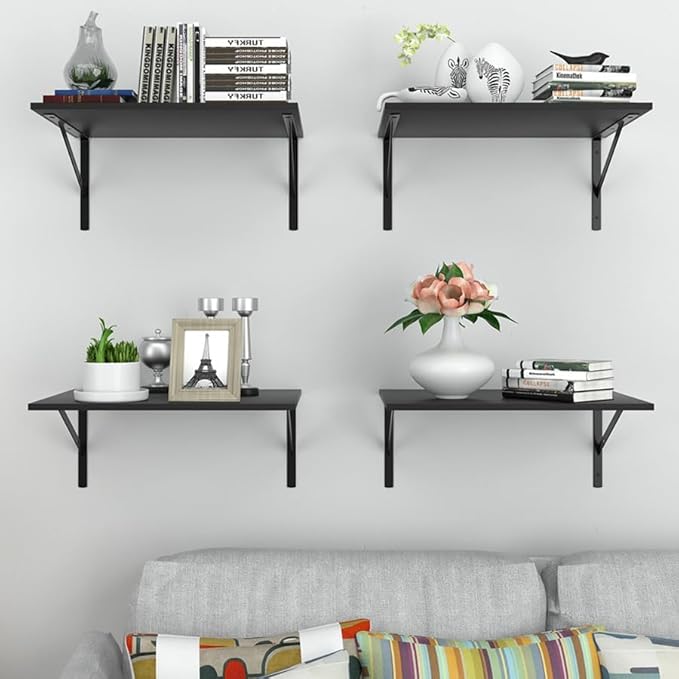 Deep Floating Shelves for Wall, 12 Inch Deep Black Shelves for Bedroom, Large Wall Shelf for Living Room, Kitchen, Bathroom, Laundry Room and Decor Storage