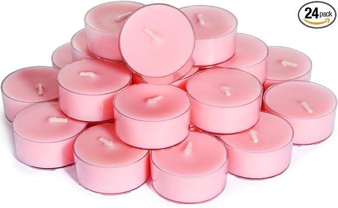 DEYBBY Natural Rose Scented Soy Wax Tealight Candles Bulk, Aromatherapy Luxury Tea Candle Set of 24-4 Hour Burning Great Gift