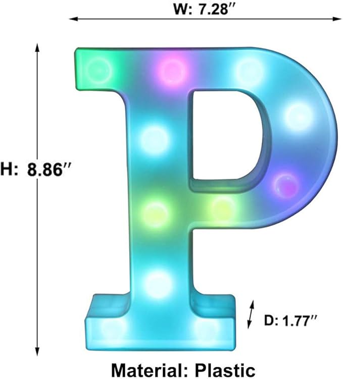 Pooqla Colorful LED Marquee Letter Lights with Remote – Light Up Marquee Signs – Party Bar Letters with Lights Decorations for The Home - Multicolor P