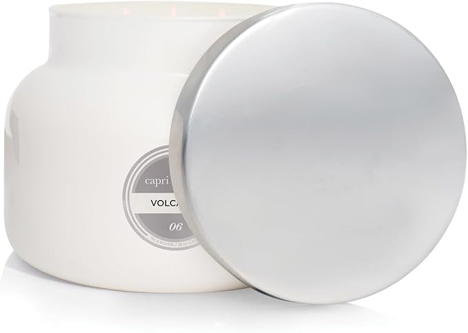 Capri Blue Volcano Scented Candles - Luxury Three Wick Candles for Home Scented with Tropical Fruit & Sugared Citrus - Soy Wax Blend - Large White Color (28 oz)