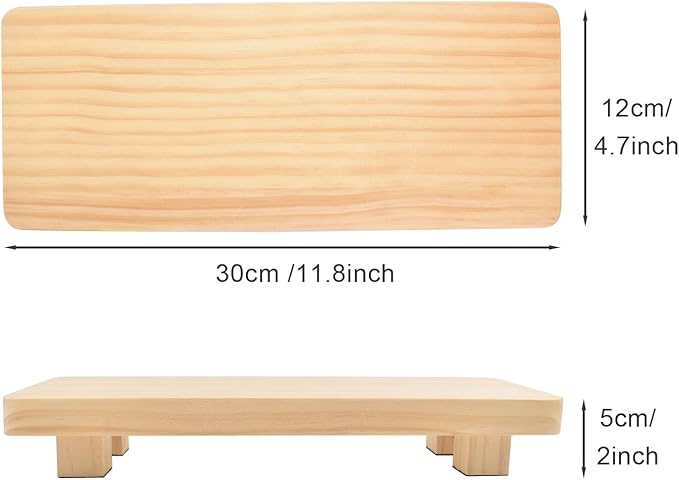 Wooden Display Riser, Natural Pine Wood, Rectangular Pedestal Stand, 11.8x4.7x2 Inch, Painted Finish