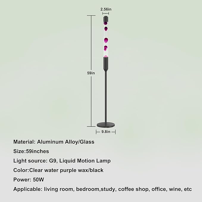 59-Inch Liquid Motion Lamp,Magma Lamp, Mood Relaxation Light,Suitable for Home Decoration, Living Room, Office, Bedroom, café (59 inch Purple Wax)