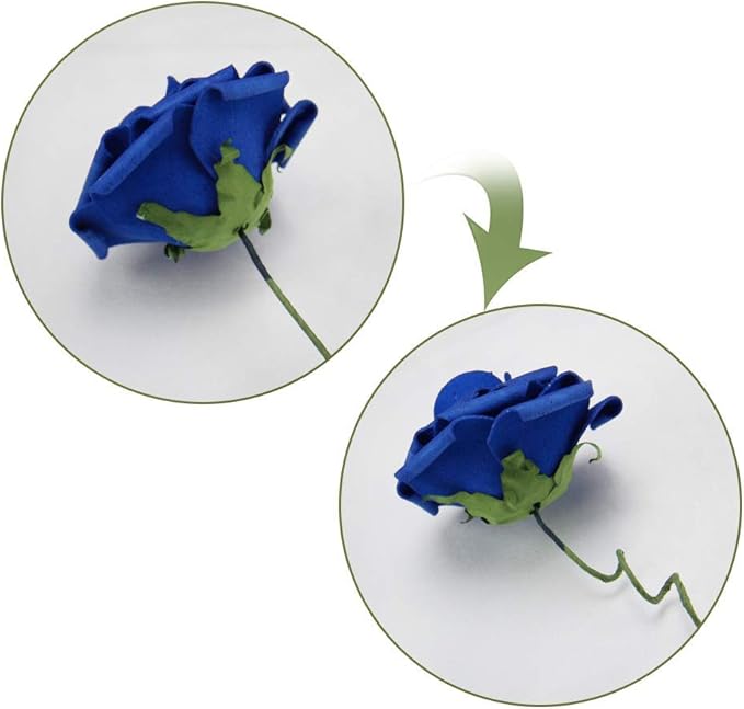 N&T NIETING Artificial Flowers, Royal Blue Fake Flowers Roses with Stems for DIY Wedding Bridal Bouquets Centerpieces Bridal Shower Party Home Flower Arrangement Decorations, 25Pcs