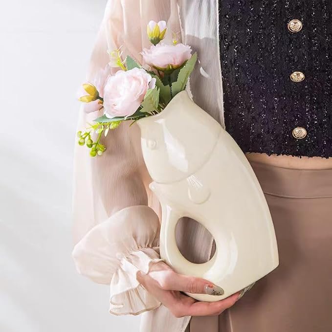 Cream Style high-end Ceramic vase, Living Room Dining Table Flower Arrangement, TV Cabinet Decorative Flower Utensil