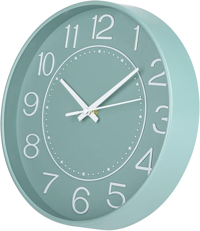 HZDHCLH 10 inch Small Wall Clock, Battery Operated, Silent, Mint Green, Modern Quartz Wall Clock for Living Room, Bedroom, Kitchen, Office, School Classroom Decor