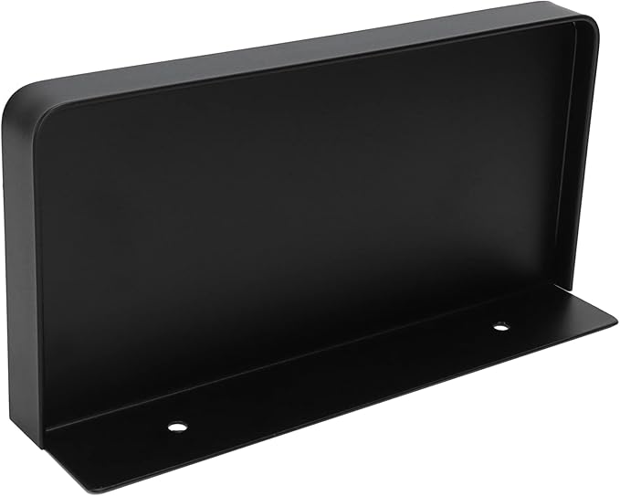 Walfront Stainless Steel Bathroom Phone Rack Holder Wall Mounted Phone Towel Storage Shelf Toilet Bathroom Supplies 185x90mm(Black), Rack
