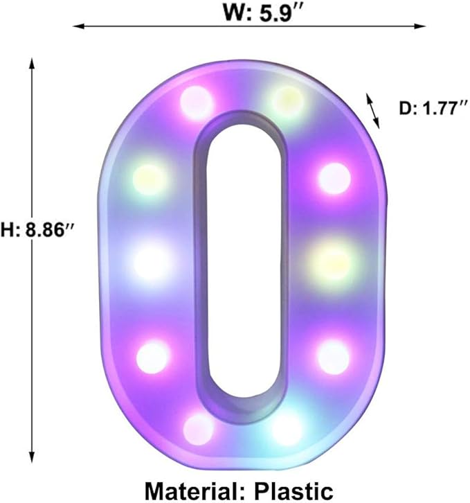 Pooqla Colorful LED Marquee Letter Lights with Remote – Light Up Marquee Signs – Party Bar Letters with Lights Decorations for The Home - Multicolor O