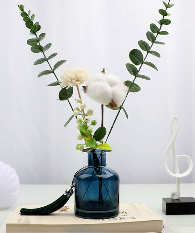 1PCS 150ml/5oz Empty Refillable Glass Diffuser Bottle Diffuser Jars Aromatherapy Storage Container Fragrance Accessories Use for DIY Replacement Reed Diffuser Sticks Crafts Decor (Blue)