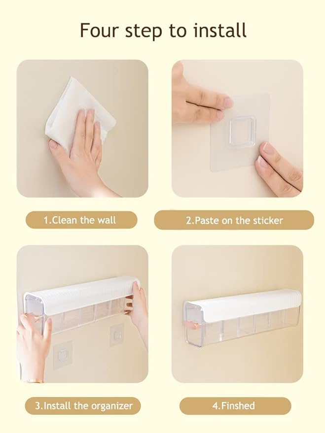 Socks Underwear Wall Mount Drawer Organizer, Switchable 6 Cell Drawer Acrylic Organizers Self-Adhesive Anti Dust Storage Boxes for Clothes Socks Lingerie Underwear Ties (Ivory white)