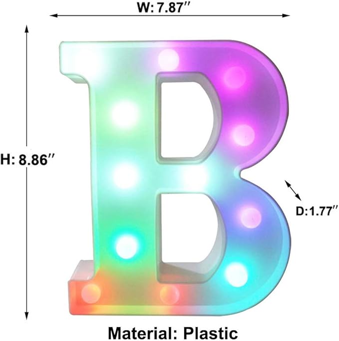 Pooqla Colorful LED Marquee Letter Lights with Remote – Light Up Marquee Signs – Party Bar Letters with Lights Decorations for The Home - Multicolor B