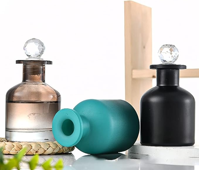 GSHLLO 150 ml Empty Glass Perfume Diffuser Bottle Essential Oil Diffuser Jar Aroma Diffuser Container Fragrance Vase Accessories Black