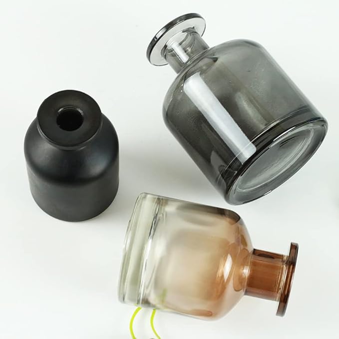 GSHLLO 150 ml Empty Glass Perfume Diffuser Bottle Essential Oil Diffuser Jar Aroma Diffuser Container Fragrance Vase Accessories Black