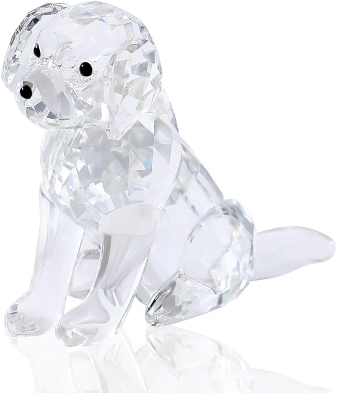 Crystal Dog Figurine Faceted Glass Puppy Statue Clear Labrador Ornament Animal Collectible Sculpture Handscraft Paperweight Home Decor