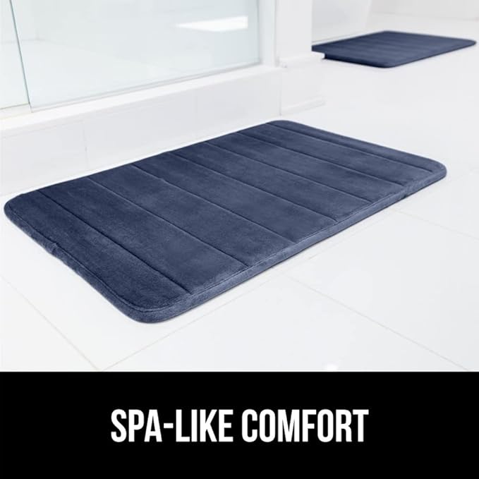 GORILLA GRIP Memory Foam Bath Mat, Soft Absorbent US Designed Bathroom Rug, Gripping Dots Machine Washable Bathmat, Cushioned Floor Mats, Shower Sink Rugs Room Décor Accessories, 42x24 Navy Blue