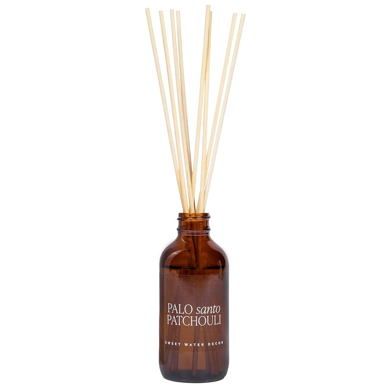 Sweet Water Decor Palo Santo Patchouli Reed Diffuser Set for Home - Clove, Vanilla, Patchouli, Sandalwood Spa Scented Diffusers - Housewarming Gift Lasts 4+ Months, Made in the USA