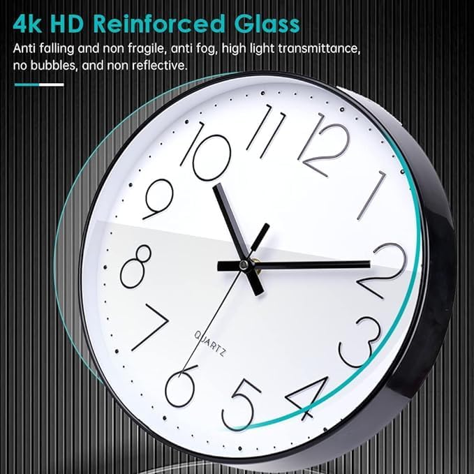 jomparis 16 Inch Large Wall Clock Silent Modern Style for Living Room Office (Black)