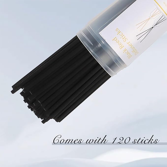 Reed Diffuser Sticks - Reed Sticks -Diffuser Refills - Natural Essential Oil Aroma Diffuser Sticks Rattan Wood Replacement for Aroma Fragrance 120 PCS(19cm*3.5mm Black Color)