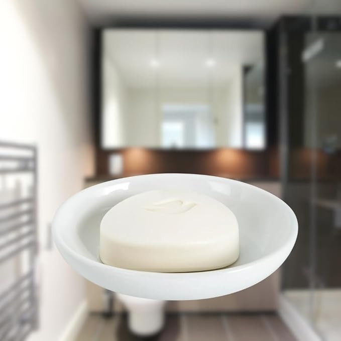 SEDLAV Ceramic Soap Dish, Soap Dish, Soap Holder, Bar Soap Holder, Bathroom Soap Holder (White)