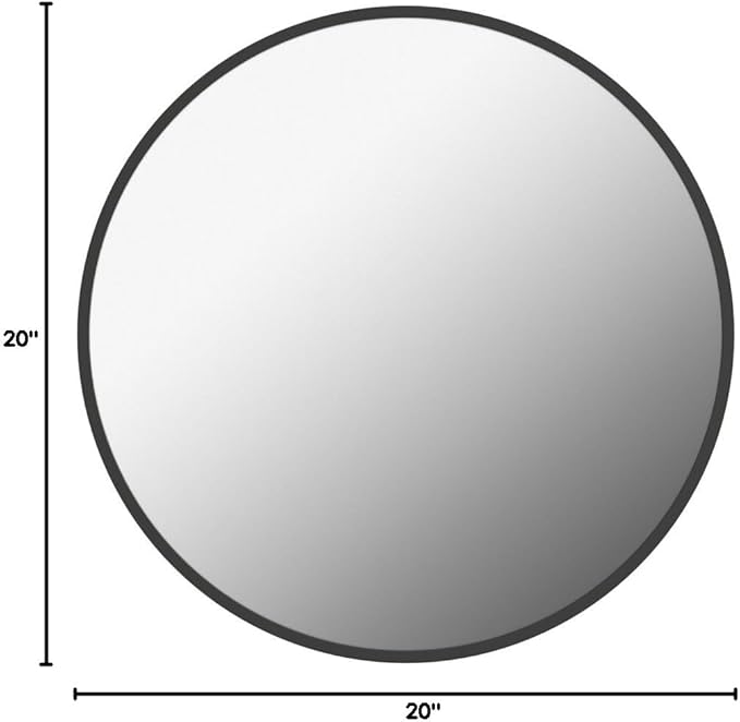 Black Circle Mirror, Round Bathroom Mirror 20 inch, Round Wall Mirror Metal Frame, Circle Mirrors for Bathroom, Vanity, Bedroom, Hallway.