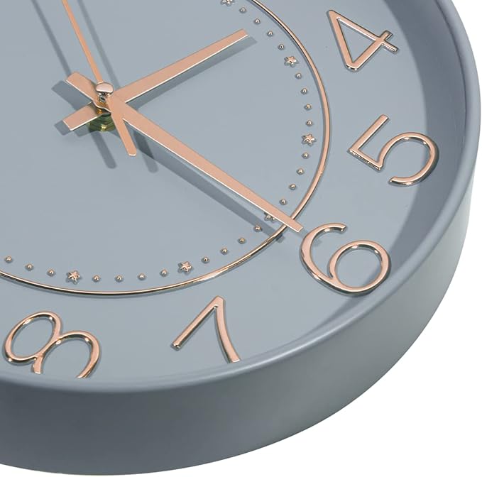 HZDHCLH Modern Wall Clocks Battery Operated,10 inch Grey Clock for Wall,Silent Small Wall Clock for Living Room Bedroom Kitchen Office Nursery Decor