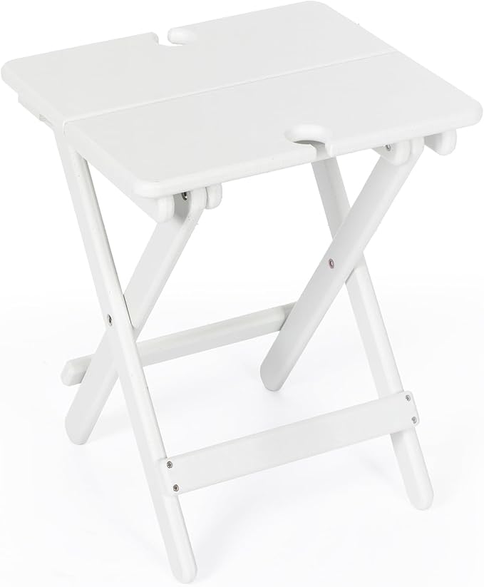 nalone Portable Folding Side Table, Outdoor Adirondack Side Table with X-Type Frame, HDPE Small Patio Table, Weather Resistant End Table for Camping, Balcony and Garden