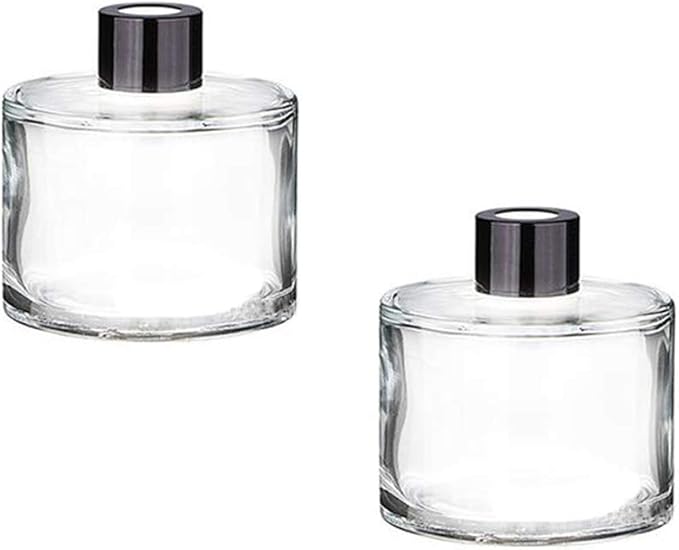 2Pcs 50ml/1.7oz Transparen Empty Glass Diffuser Bottle Clear Refillable Aromatherapy Jar Container Vase Pot Fragrance Accessories for DIY Replacement Reed Diffuser Sets