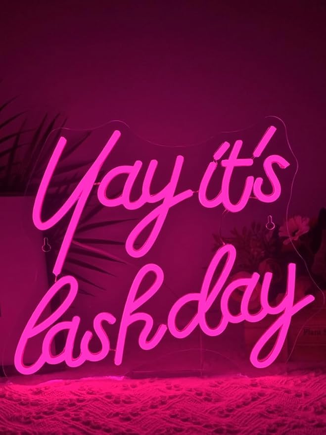 Lucunstar Yay It's Lash Day Neon Sign,Colorful Led Light,USB Connectivity Led Neon Sign with Dimming Switch for Home Wall Decor,Girls Room Party Room Decor