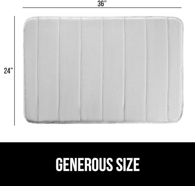 GORILLA GRIP Memory Foam Bath Mat, Soft Absorbent US Designed Bathroom Rug, Gripping Dots Machine Washable Bathmat, Cushioned Floor Mats, Shower Sink Rugs Room Décor Accessories, 36x24 Light Gray