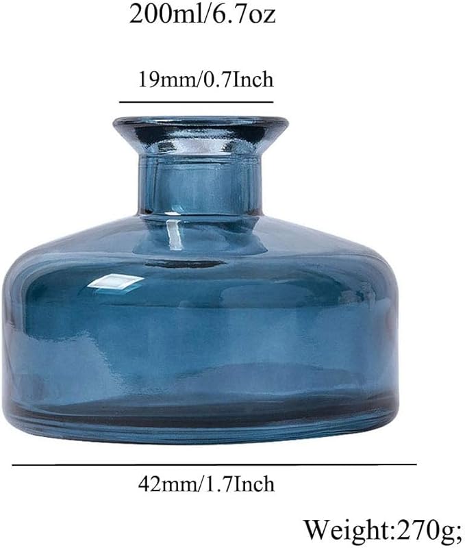 1PCS Glass Diffuser Bottle Aromatherapy Jar Container Fragrance Essential Oil Reed Diffusers Bottle for DIY Replacement Reed Diffuser Sticks Set Home Fragrance Accessories (Dark Blue)