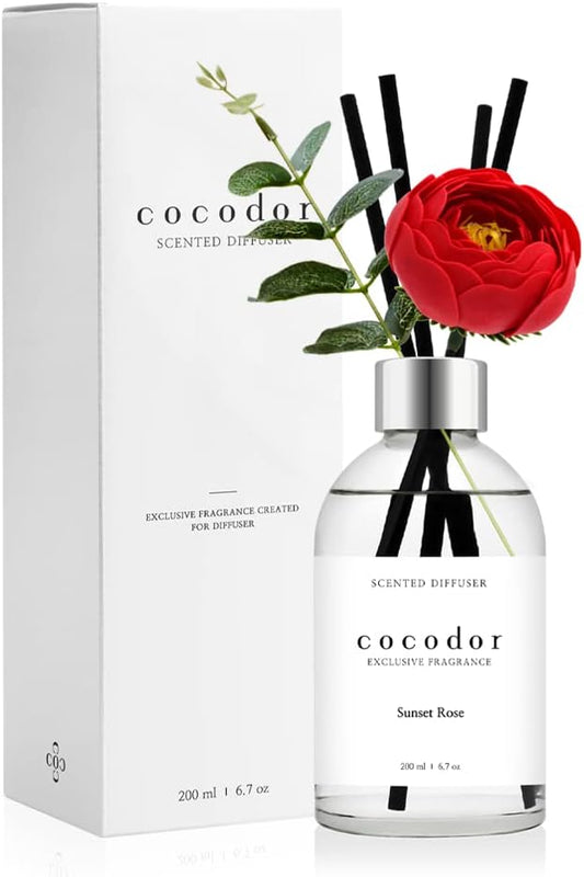 COCODOR White Label Camellia Diffuser/Sunset Rose/6.7oz(200ml)/Home Decor & Office Decor, Fragrance and Gifts, Aromatherapy