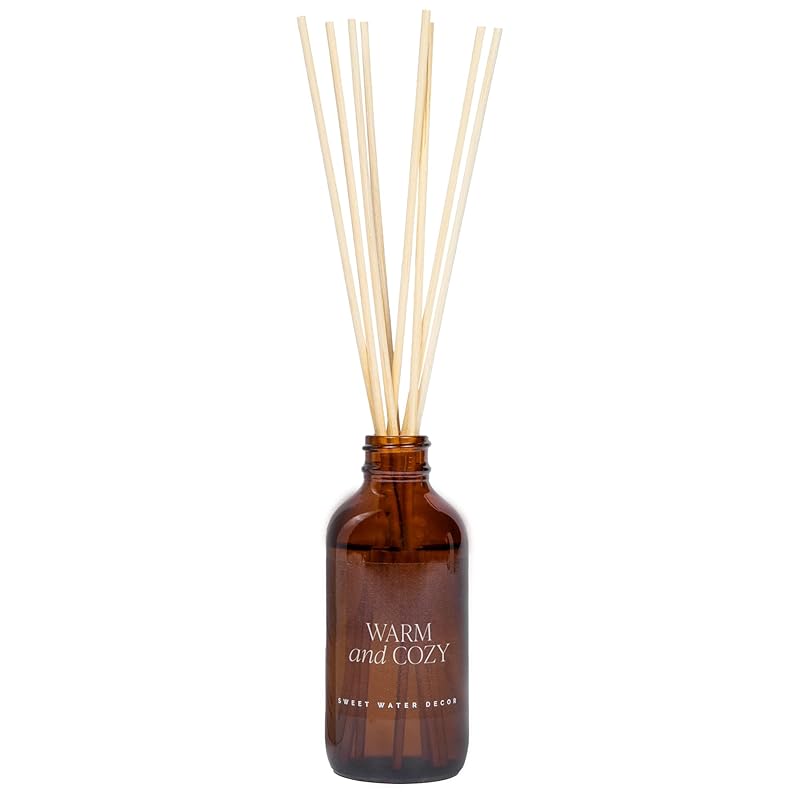 Sweet Water Decor Warm and Cozy Reed Diffuser Set - Orange, Cinnamon, Clove, and Pine Winter Scented Diffuser - Scent Diffusers for Home, Long Lasting Fragrance, Made in the USA