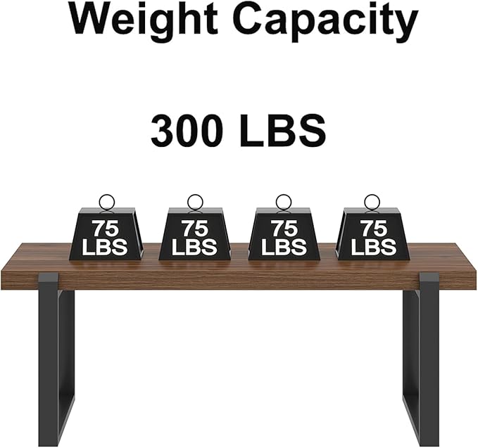 FOLUBAN Modern Coffee Table, Rustic Wood and Metal Center Table, Industrial Rectangle Cocktail Tea Table for Living Room, Walnut, 44 Inch