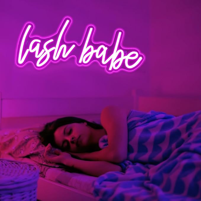 Lash Babe Neon Sign for Wall Decor, Beautiful Pink Lashes Baby Neon Sign for Lash Room Decor, LED Light Sign for Lash Salon, Beauty Room, Nails Hair Bar, Gift for Girls