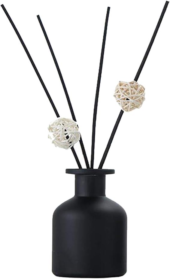 1PCS 150ml/5oz Empty Glass Diffuser Bottle Aromatherapy Jar Pot Mini Vase Container Fragrance Accessories Use for DIY Replacement Diffuser Sticks Sets(Black)