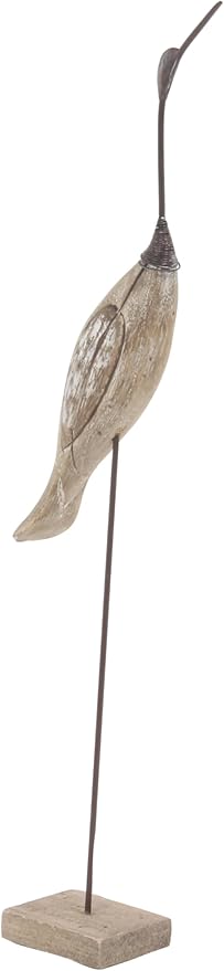 Deco 79 Wood Bird Decorative Sculpture Home Decor Statues, Set of 2 Accent Figurines 28", 34"H, Brown