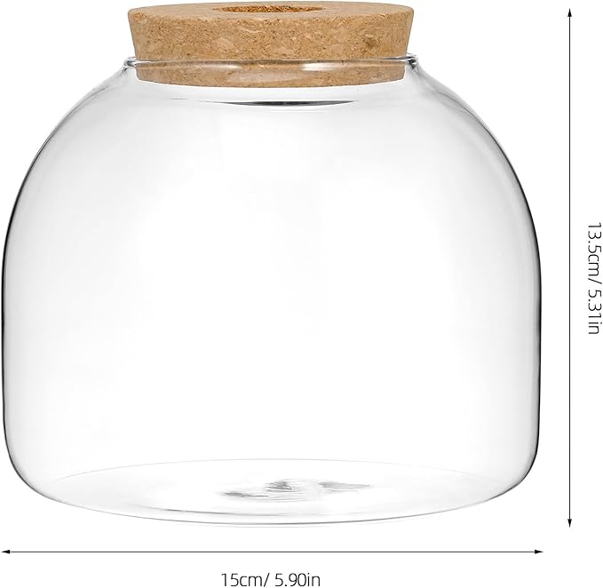 iplusmile Glass Plant Terrarium Jar, Tabletop Succulent Planter Easter Candy Cookie Jar, Cute Canister Round Fish Bowl Vase Sealed Glass Bottles Vial with Cork Top for Craft
